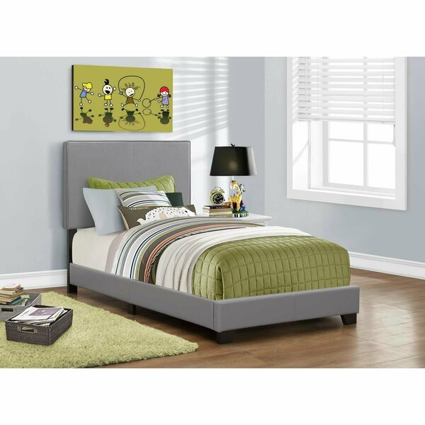 Daphnes Dinnette Leather Look Bed - Grey - Twin Size DA3061464